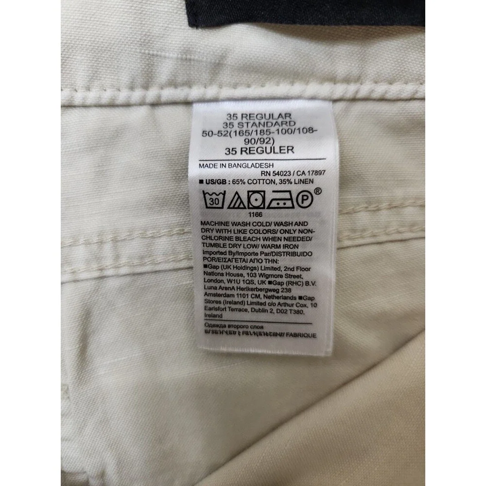 Banana Republic Dockside Pants Mens 35 Cliff Beige Linen Blend Beach Vacation